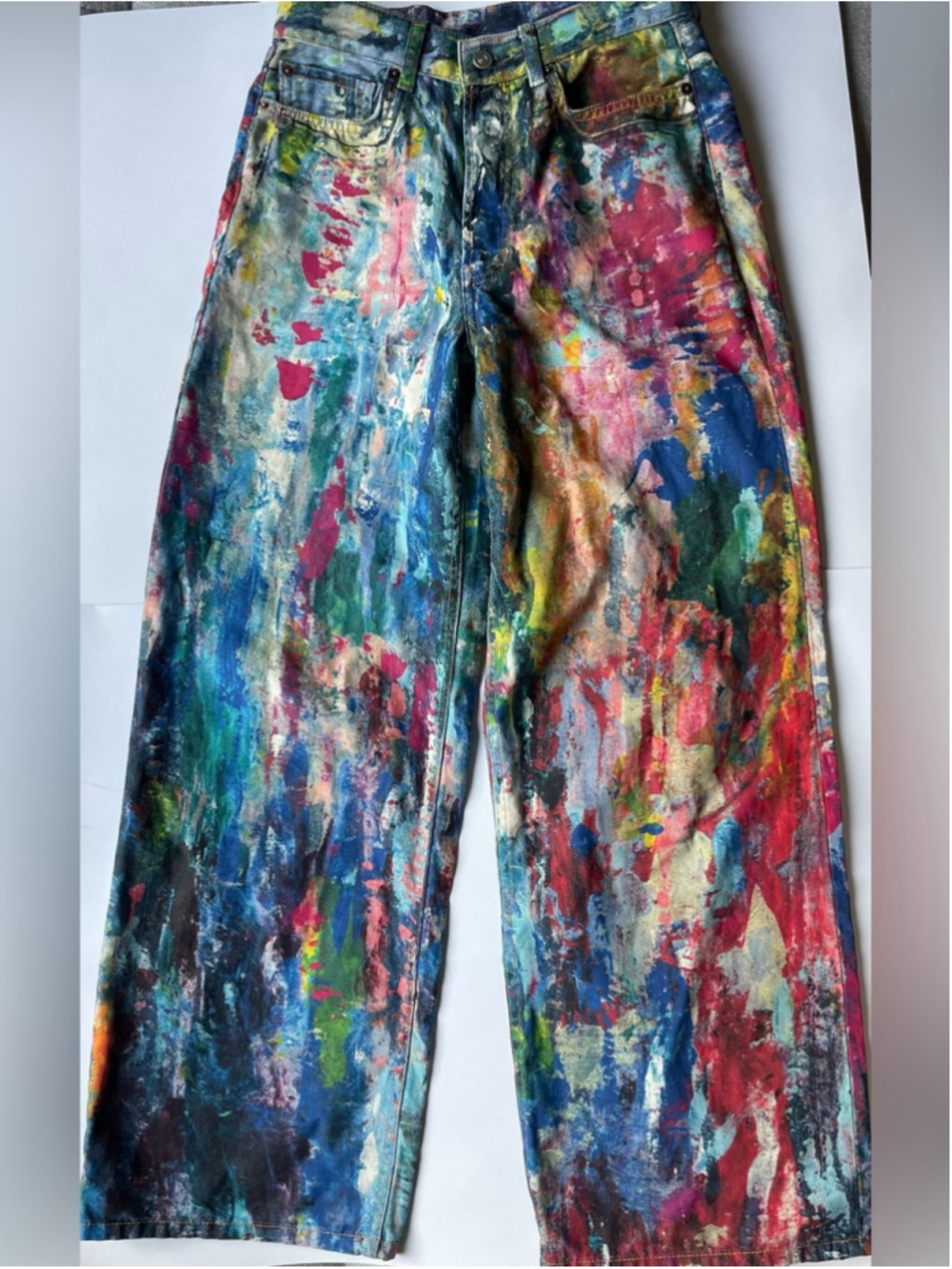 Abstract Paint Print Wide Leg Jeans – High Rise art acne - Picture 5 of 8
